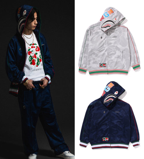 A BATHING APE BAPE x PAGANI SOLID CAMO RELAXED FIT SHARK FULL ZIP HOODIE