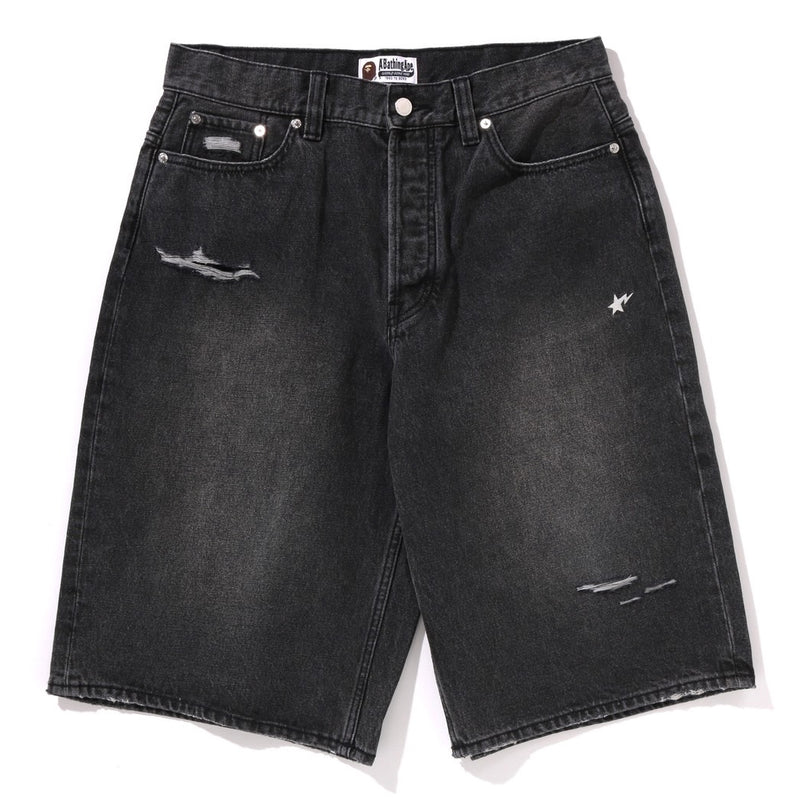 A BATHING APE STA RELAXED FIT DENIM SHORTS