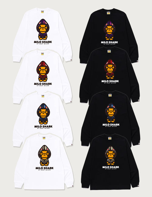 A BATHING APE COLOR CAMO MILO SHARK FZH LS TEE