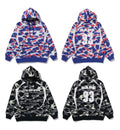 A BATHING APE SREEN CAMO FOOTBALL LOGO RELAXED FIT PULLOVER HOODIE - happyjagabee store