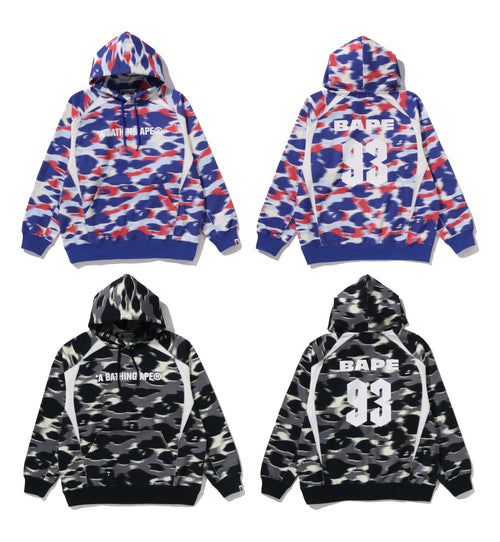 A BATHING APE SREEN CAMO FOOTBALL LOGO RELAXED FIT PULLOVER HOODIE - happyjagabee store