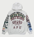 A BATHING APE HEAVY WASHED MULTI LOGO RELAXED FIT PULLOVER HOODIE