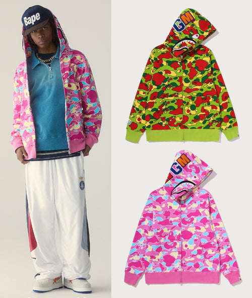 A BATHING APE STA CAMO SHARK FULL ZIP HOODIE