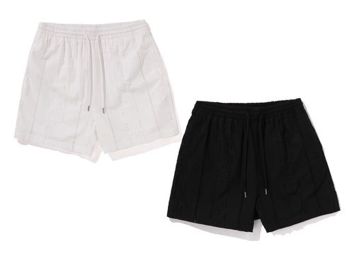 A BATHING APE EMBROIDERY RELAXED FIT SHORTS