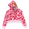 A BATHING APE Ladies' ABC CAMO CRYSTAL STONE SHARK CROPPED FULL ZIP HOODIE