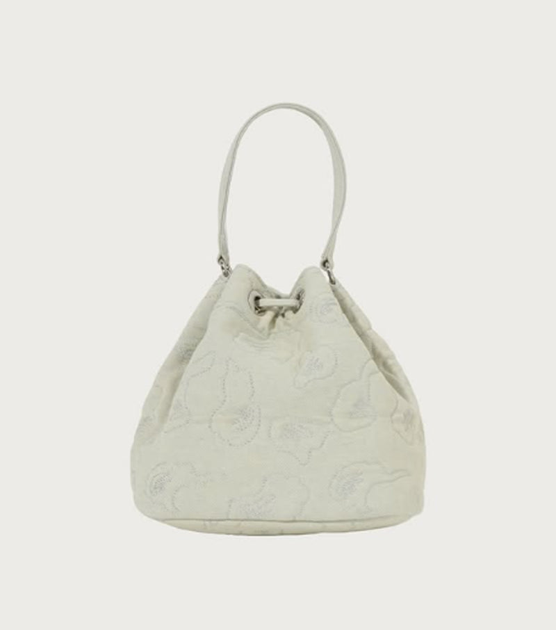 A BATHING APE Ladies' DENIM CAMO QUILTING BUCKET BAG