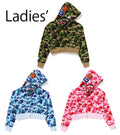 A BATHING APE Ladies' ABC CAMO CRYSTAL STONE SHARK CROPPED FULL ZIP HOODIE