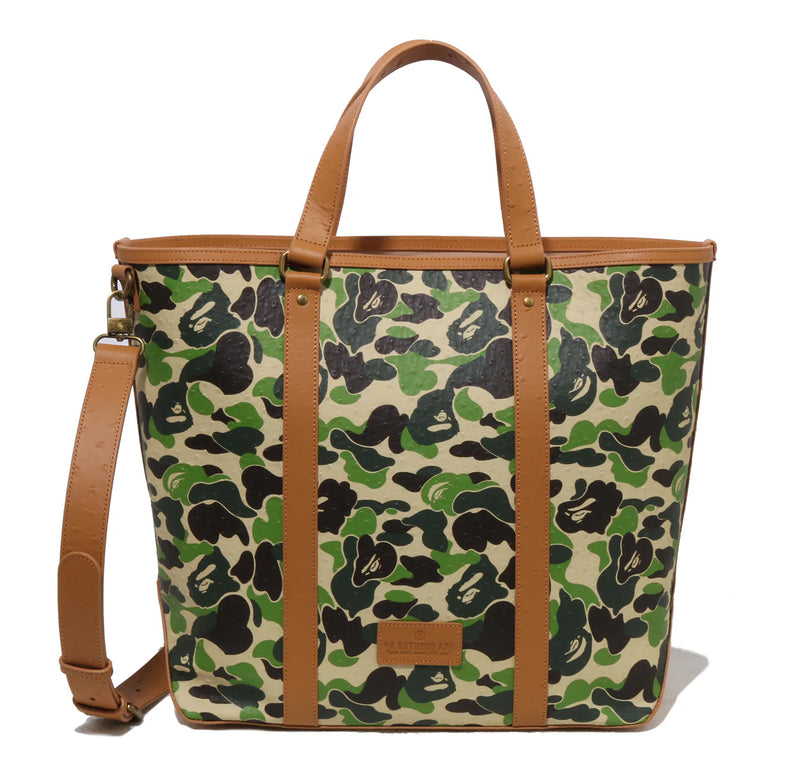 A BATHING APE ABC CAMO PU OSTRICH TOTE BAG