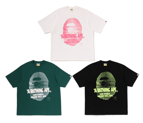 A BATHING APE SPRAY APE HEAD RELAXED FIT TEE
