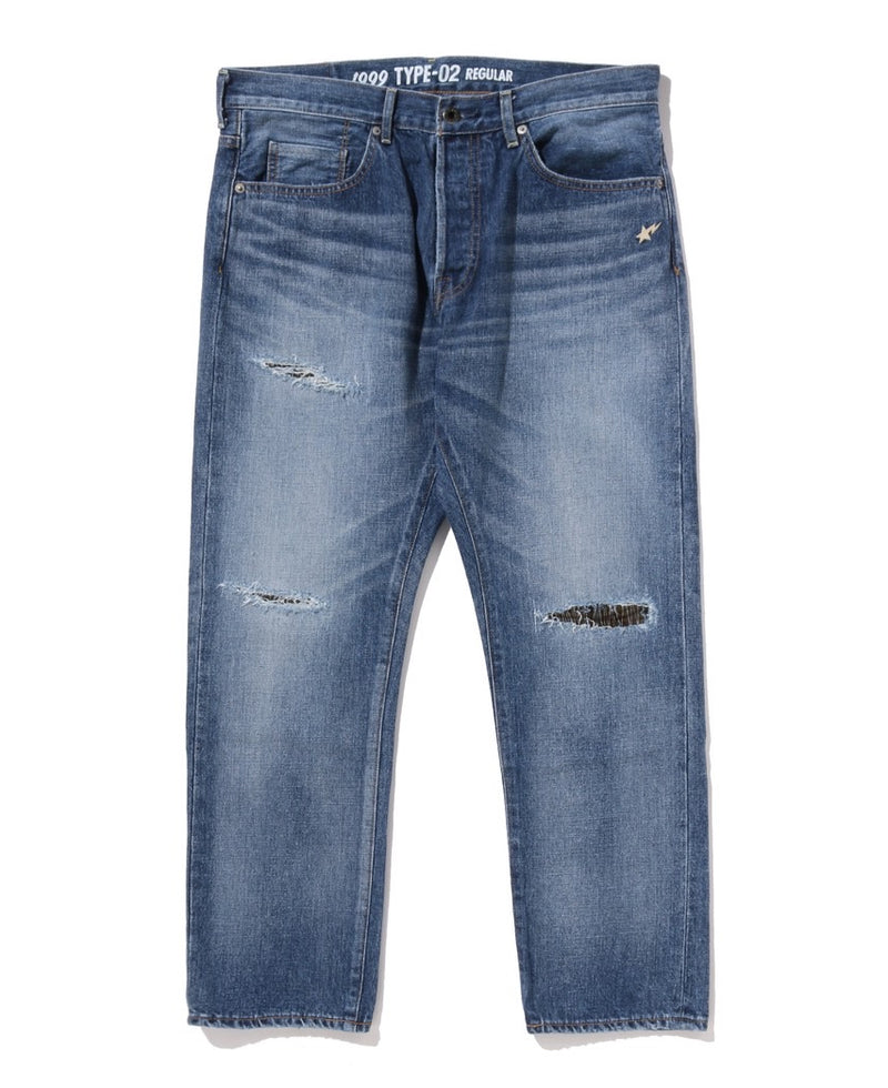 A BATHING APE 1999 TYPE-02 DAMAGED DENIM PANTS