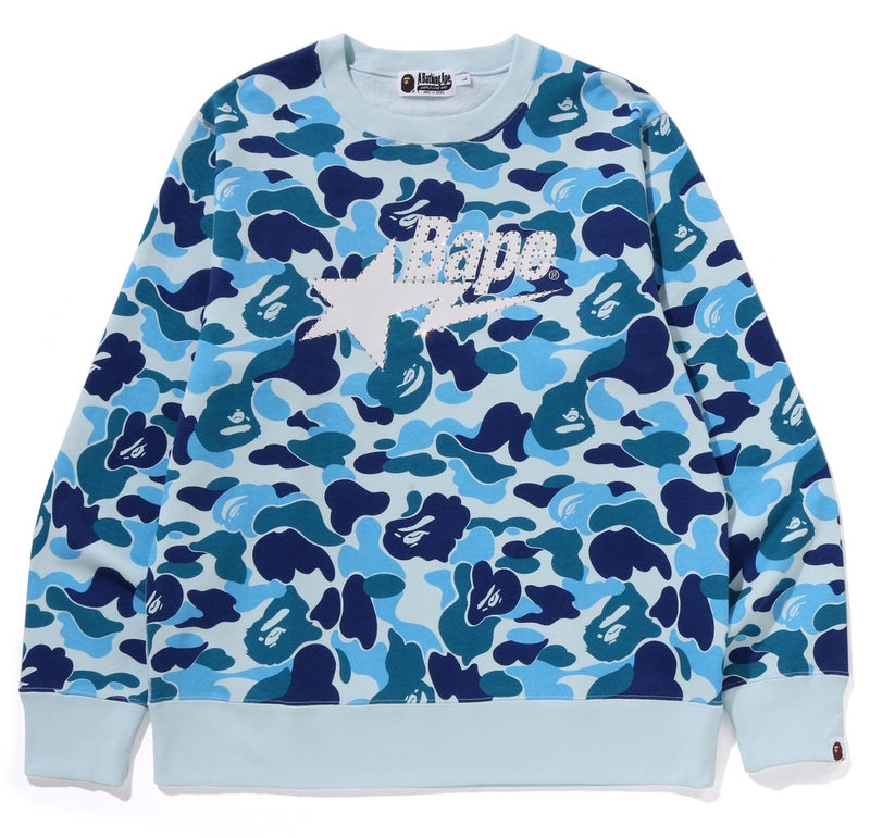 A BATHING APE ABC CAMO RHINE STONE BAPE STA CREWNECK SWEAT SHIRT