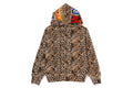 A BATHING APE Ladies' WILD LEOPARD PATTERN MILO SHARK FULL ZIP HOODIE