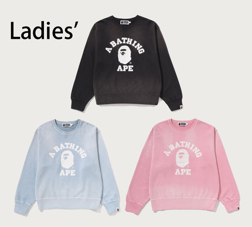 A BATHING APE Ladies' VINTAGE WASHED COLLEGE CREWNECK SWEAT SHIRT