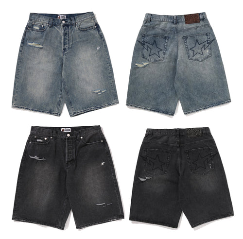 A BATHING APE STA RELAXED FIT DENIM SHORTS