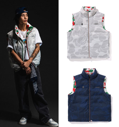 A BATHING APE BAPE x PAGANI SOLID CAMO LOGO DOWN VEST