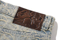 A BATHING APE LINE CAMO JACQUARD RELAXED FIT DENIM PANTS