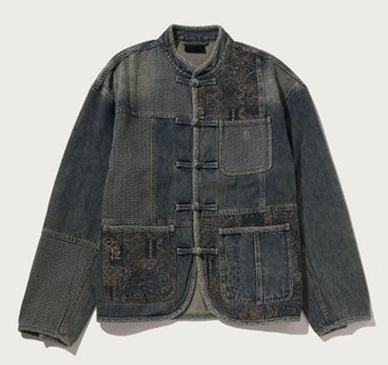 A BATHING APE BAPE BLACK BAPE BLACK SASHIKO PATCHWORK SHIRT