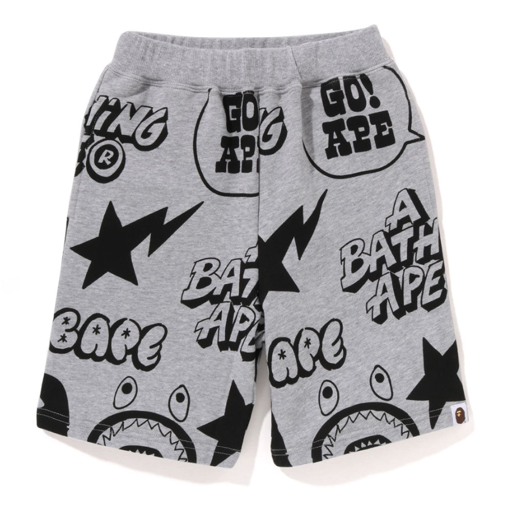 A BATHING APE BAPE KIDS GRAFFITI PATTERN SWEAT SHORTS ( KIDS & JUNIOR )