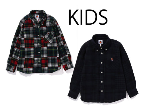 A BATHING APE BAPE KIDS CRAZY CHECK FLANNEL SHIRT