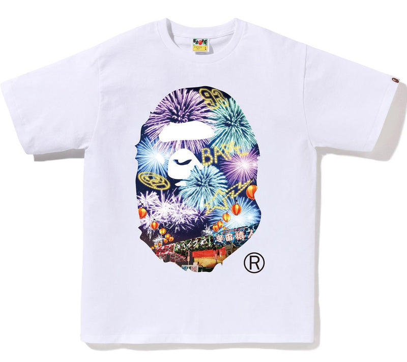 A BATHING APE FIREWORK APE HEAD PHOTO TEE