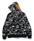 A BATHING APE SCREEN CAMO SHARK FULL ZIP HOODIE