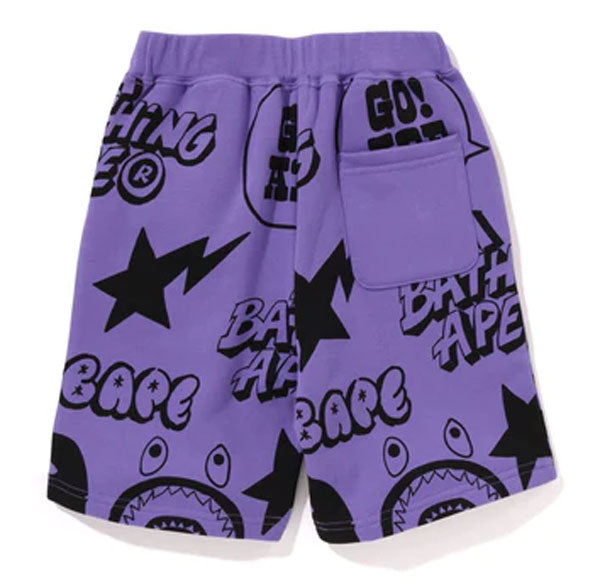 A BATHING APE BAPE KIDS GRAFFITI PATTERN SWEAT SHORTS ( KIDS & JUNIOR )