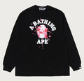 A BATHING APE ABC CAMO SPLASH COLLEGE RELAXED FIT LS TEE