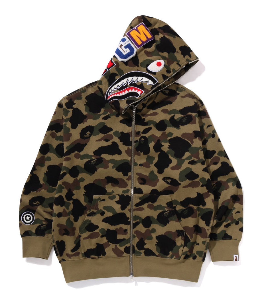 A BATHING APE 1ST CAMO JACQUARD SHARK RELAXED FIT FULL ZIP A BATHING APE 1ST CAMO JACQUARD SHARK RELAXED FIT FULL ZIP