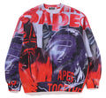 A BATHING APE OVERPRINT RELAXED CREWNECK SWEAT SHIRT