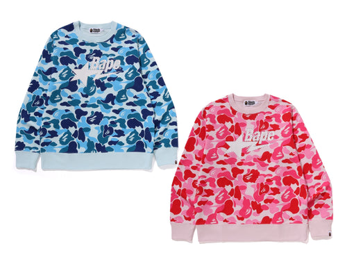 A BATHING APE ABC CAMO RHINE STONE BAPE STA CREWNECK SWEAT SHIRT