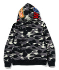 A BATHING APE SCREEN CAMO SHARK FULL ZIP HOODIE
