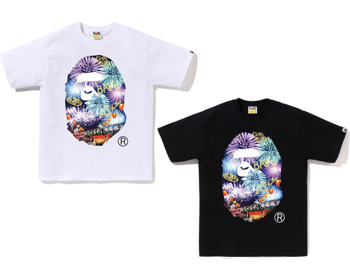 A BATHING APE FIREWORK APE HEAD PHOTO TEE