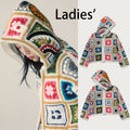 A BATHING APE Ladies' MULTI LOGO CROCHET BOXY CROPPED SHARK ZIP HOODIE