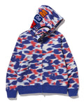 A BATHING APE SCREEN CAMO SHARK FULL ZIP HOODIE