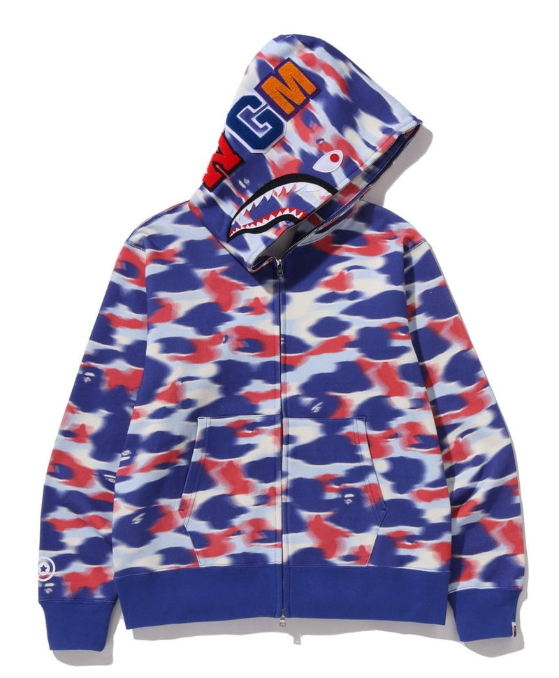 A BATHING APE SCREEN CAMO SHARK FULL ZIP HOODIE