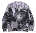 A BATHING APE OVERPRINT RELAXED CREWNECK SWEAT SHIRT