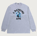 A BATHING APE ABC CAMO SPLASH COLLEGE RELAXED FIT LS TEE