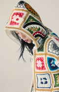 A BATHING APE Ladies' MULTI LOGO CROCHET BOXY CROPPED SHARK ZIP HOODIE