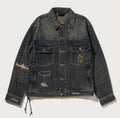 A BATHING APE BAPE BLACK HEAVY WASHED DENIM JACKET