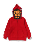 A BATHING APE BAPE KIDS MILO SHARK ZIP HOODIE - happyjagabee store