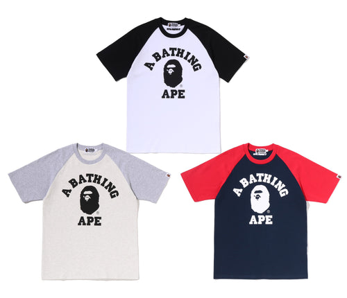 A BATHING APE COLLEGE RAGLAN RELAXED FIT TEE