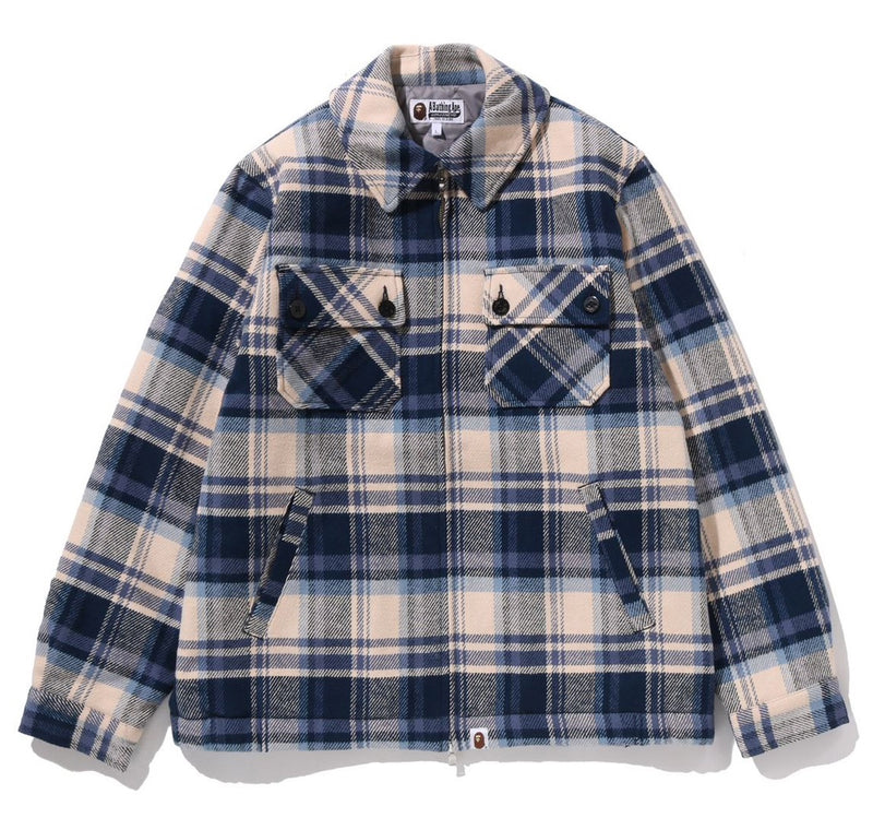 A BATHING APE BAPE CHECK CPO ZIP JACKET