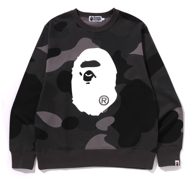 A BATHING APE MEGA COLOR CAMO BIG APE HEAD CREWNECK SWEAT SHIRT