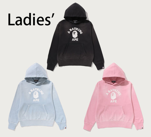 A BATHING APE Ladies' VINTAGE WASHED COLLEGE PULLOVER HOODIE