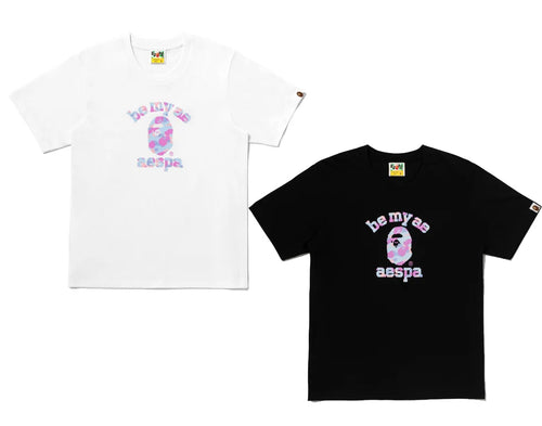 A BATHING APE BAPE x AESPA COLLEGE RELAXED FIT TEE