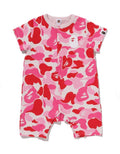 A BATHING APE BAPE KIDS ABC CAMO APE HEAD ROMPERS