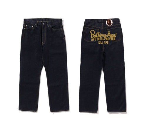 A BATHING APE CHAMPION DENIM PANTS - happyjagabee store