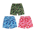 A BATHING APE ABC CAMO APE HEAD ONE POINT BEACH SHORTS