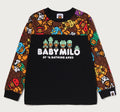 A BATHING APE BAPE KIDS BABY MILO DINOSAURS GLOW IN THE DARK L/S TEE