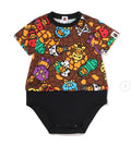 A BATHING APE BAPE KIDS MILO MULTI DINOSAURS PATTERN BODYSUIT